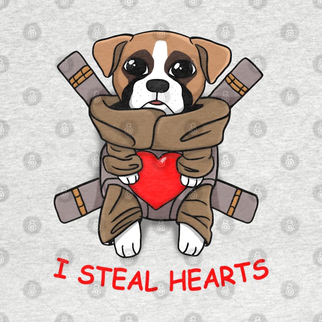 I Steal Hearts Valentines Day baby Boxer dog Lover gift T-Shirt by nayakiiro